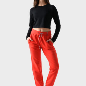 RWW-1W25-226-3 (1) Red Cotton Pants For Women, Mom Fit