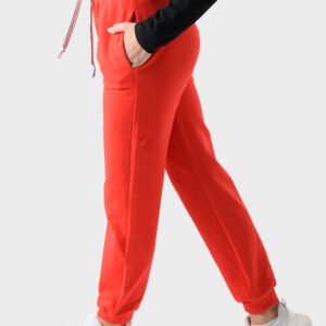 RWW-1W25-226-3 (3) Red Cotton Pants For Women, Mom Fit