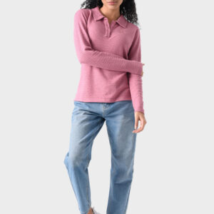 Pink Rayon Polo Shirt For Women - Regular Fit