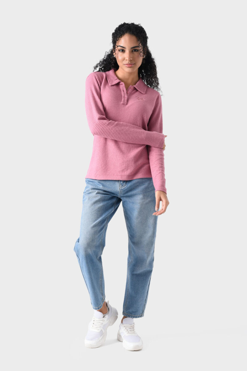 Pink Rayon Polo Shirt For Women - Regular Fit