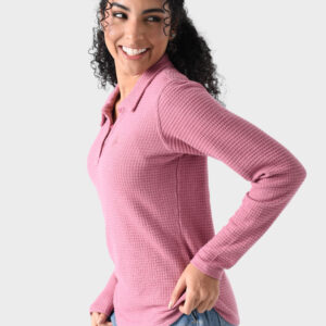 Pink Rayon Polo Shirt For Women - Regular Fit