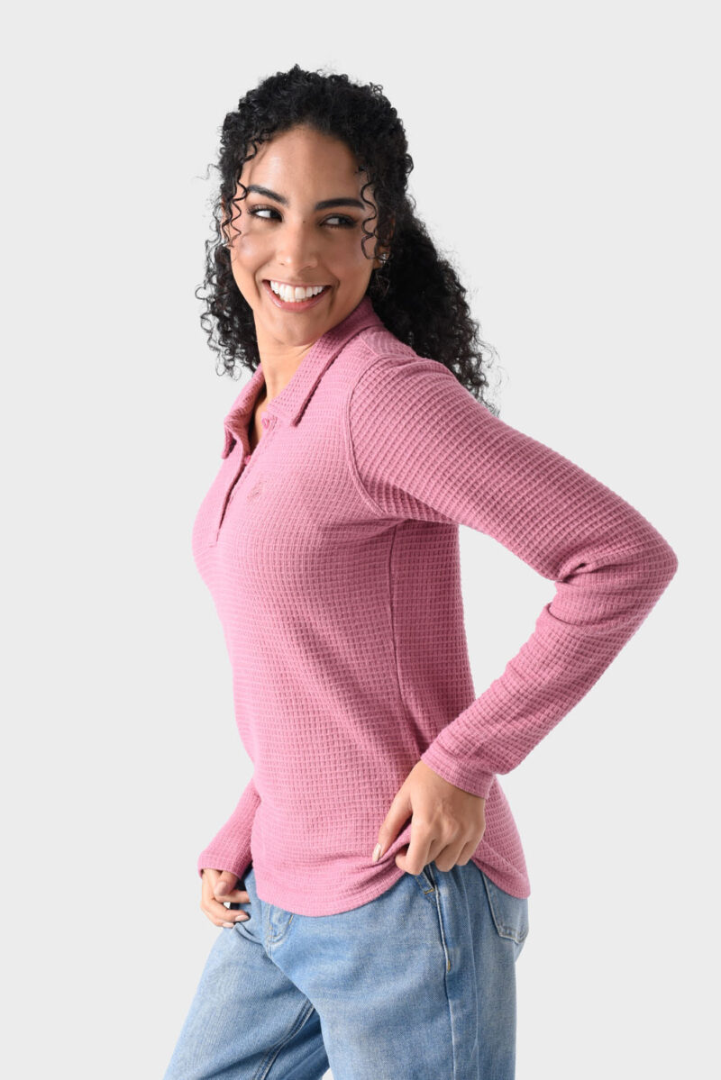 Pink Rayon Polo Shirt For Women - Regular Fit