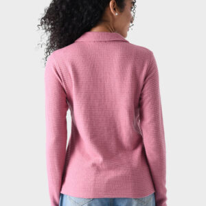 Pink Rayon Polo Shirt For Women - Regular Fit