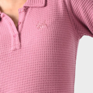 Pink Rayon Polo Shirt For Women - Regular Fit
