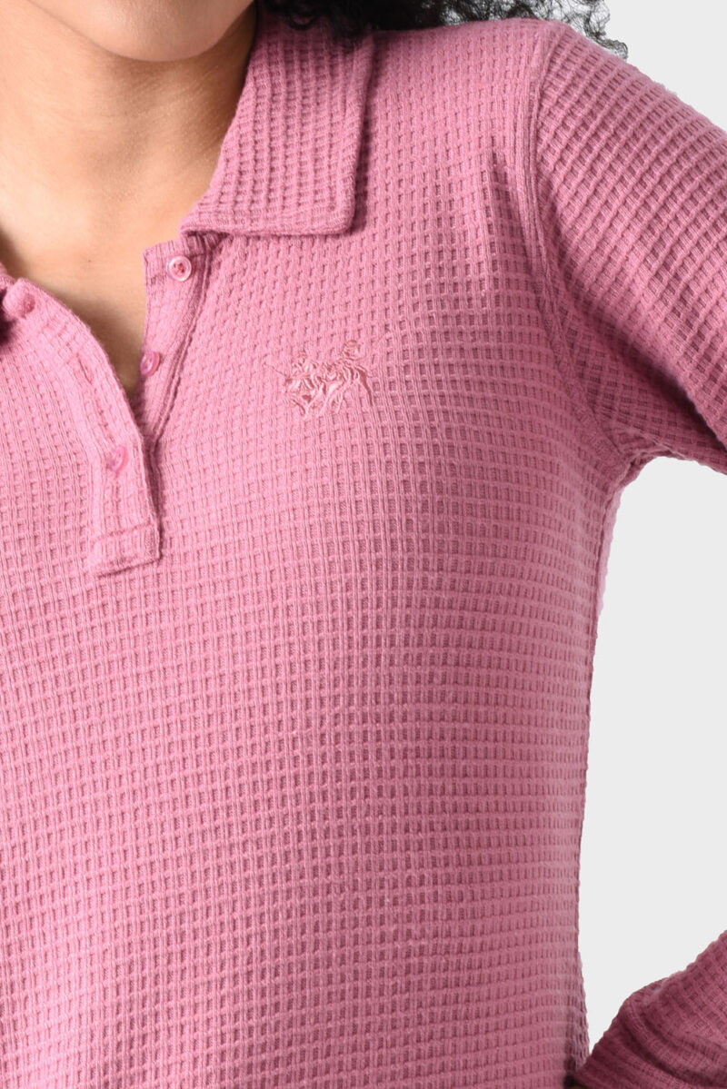 Pink Rayon Polo Shirt For Women - Regular Fit