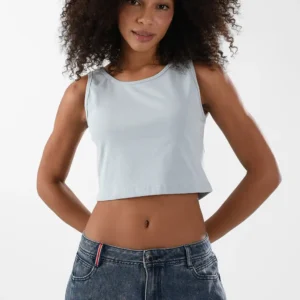 Blue Tank Top For Women, Slim Fit