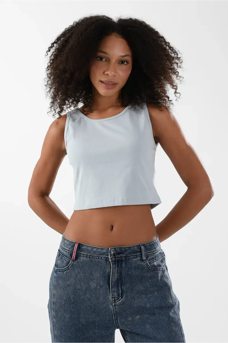 Blue Tank Top For Women, Slim Fit