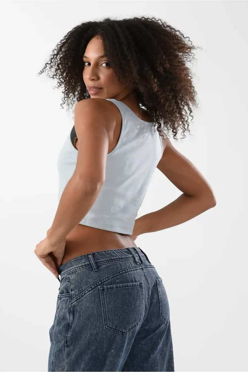 Blue Tank Top For Women, Slim Fit