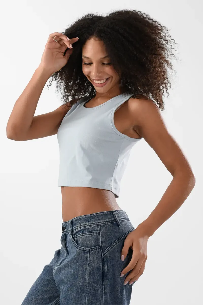 Blue Tank Top For Women, Slim Fit