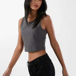 Grey Tank Top For Women, Slim Fit