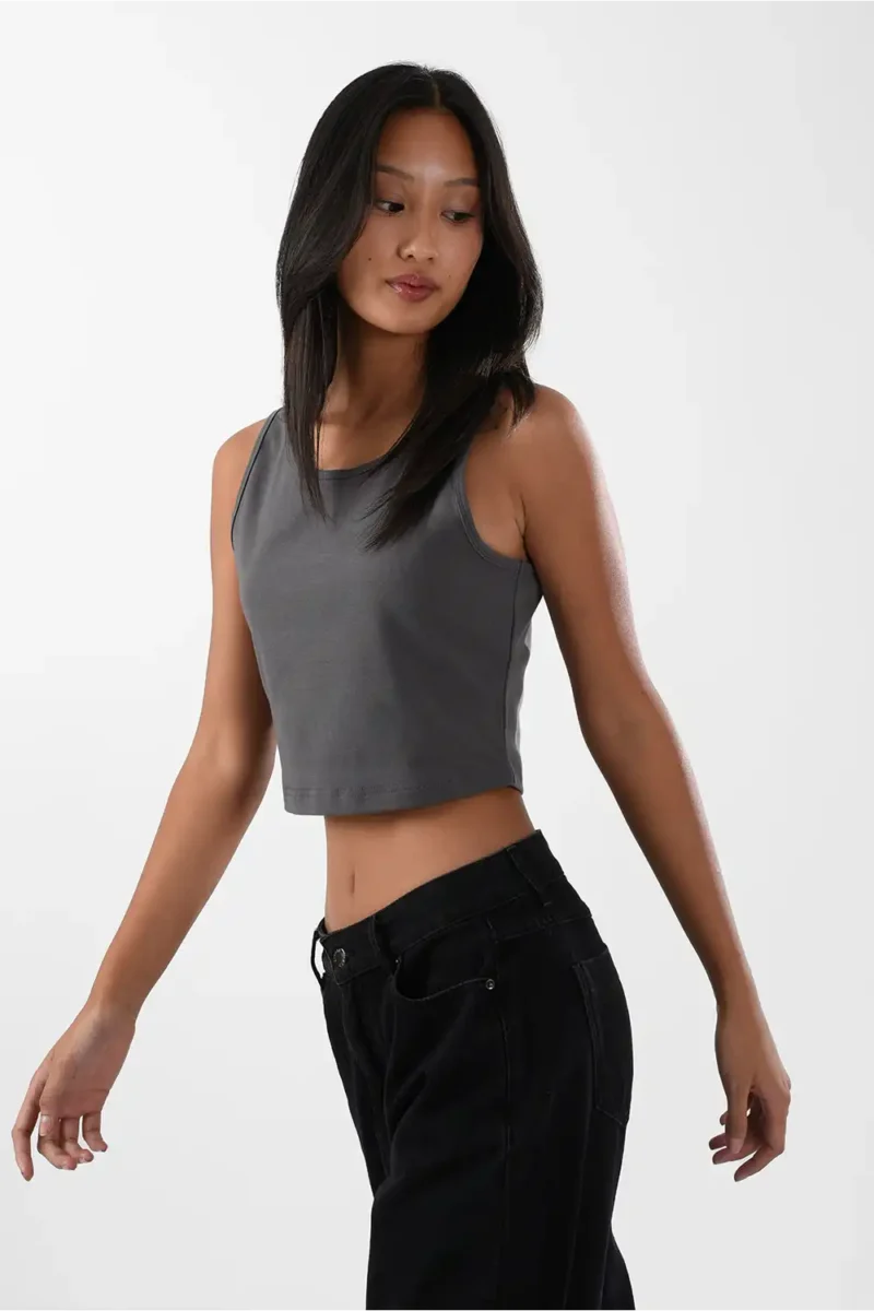Grey Tank Top For Women, Slim Fit
