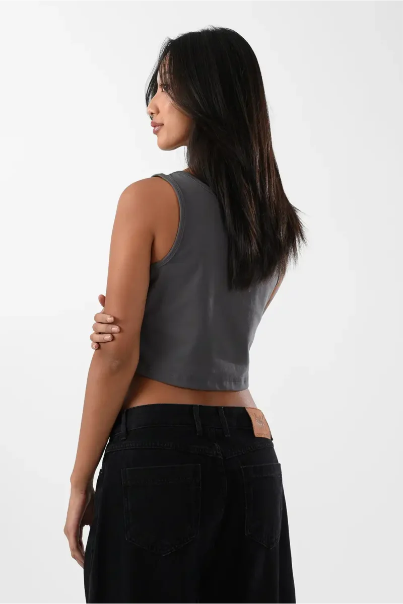 Grey Tank Top For Women, Slim Fit