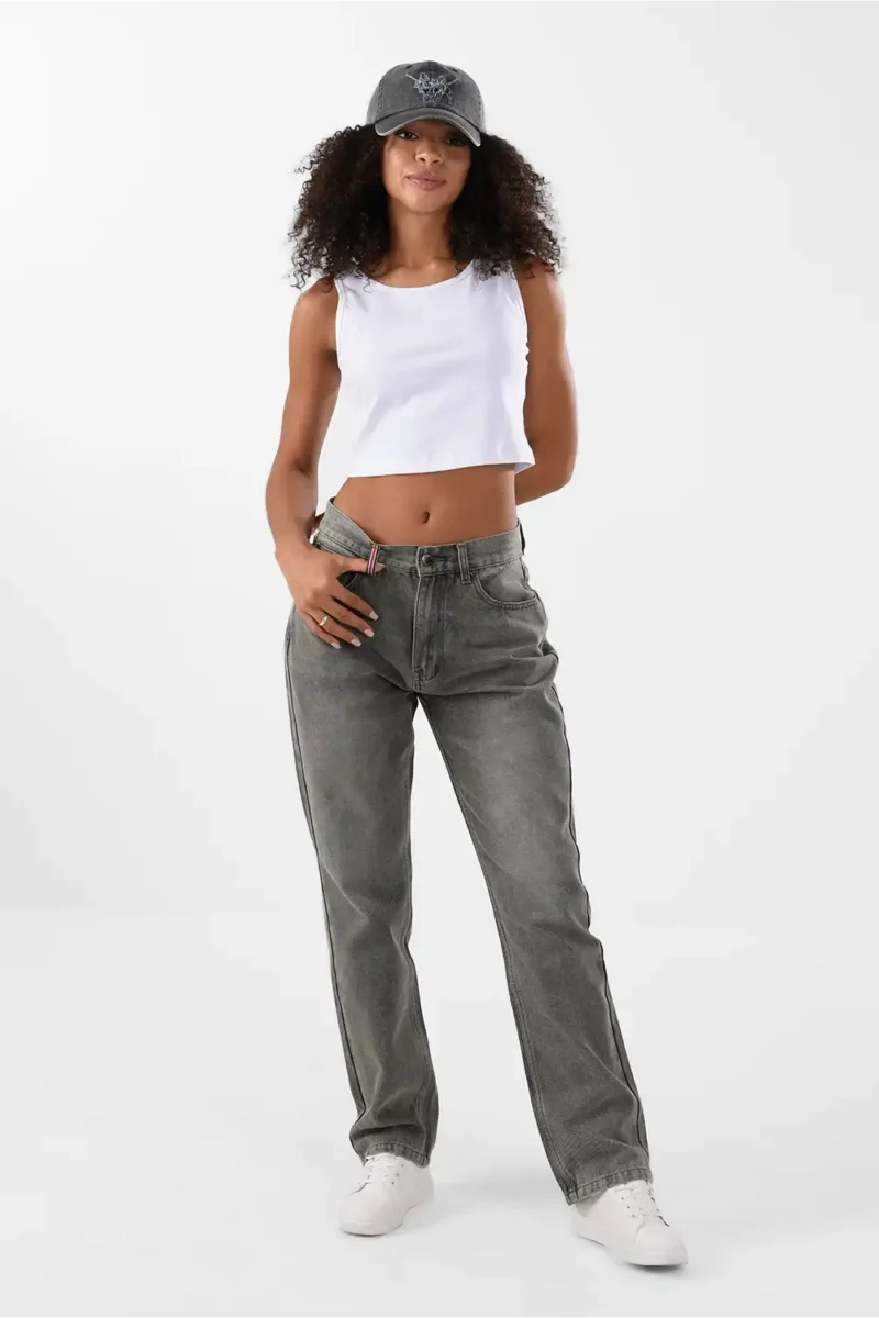 RWW-2S24-074-2 (1) Grey Jeans Pants For Women, Slim Fit