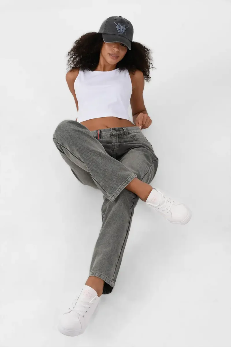 RWW-2S24-074-2 (2) Grey Jeans Pants For Women, Slim Fit