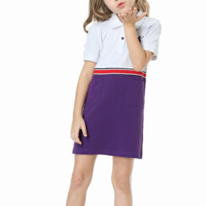 Girls' white and purple polo dress