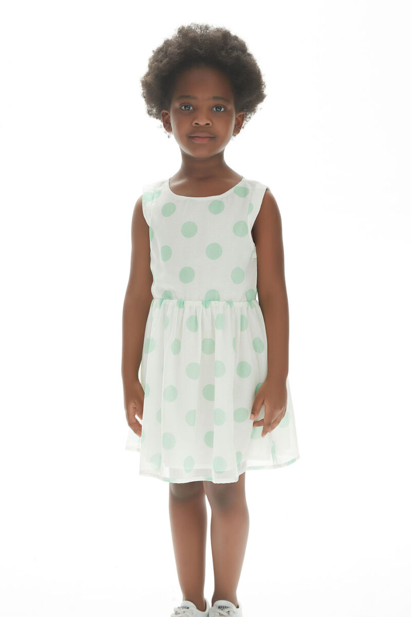 Girls' White & green dress