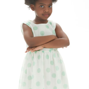 Girls' White & green dress