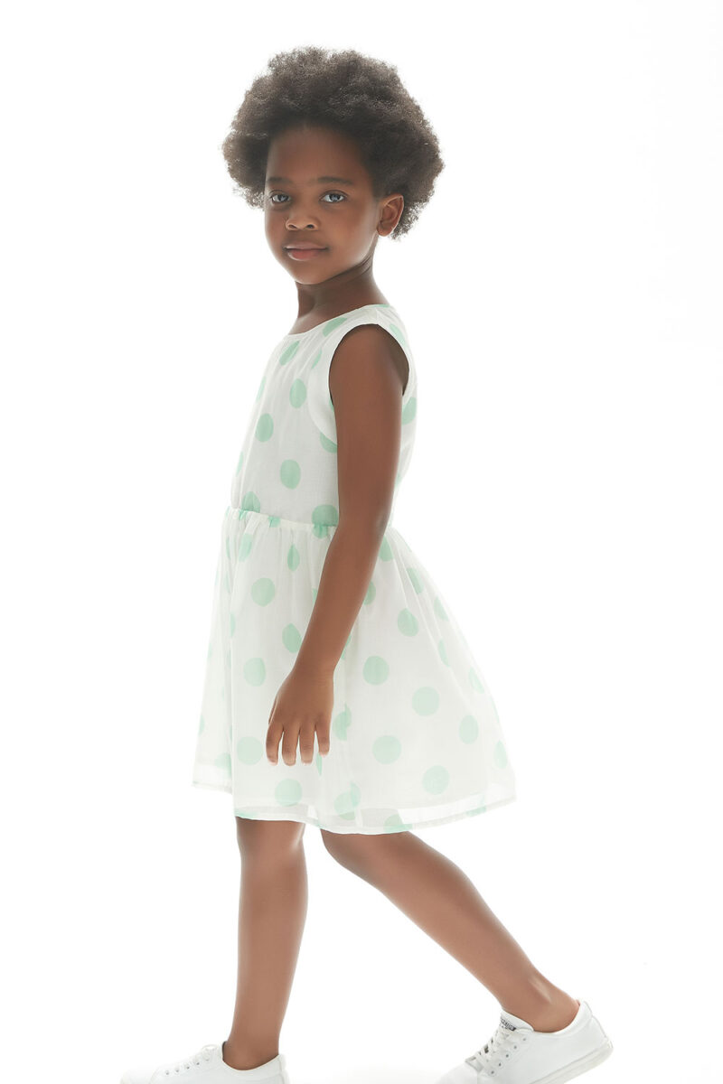 Girls' White & green dress