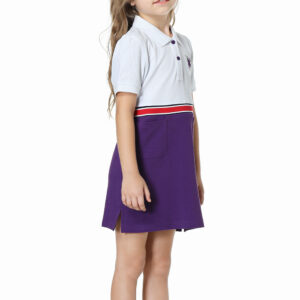 Girls' white and purple polo dress