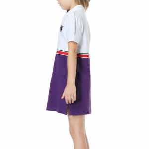 Girls' white and purple polo dress