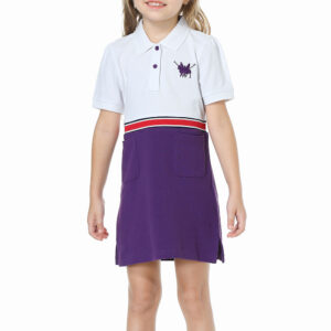 Girls' white and purple polo dress
